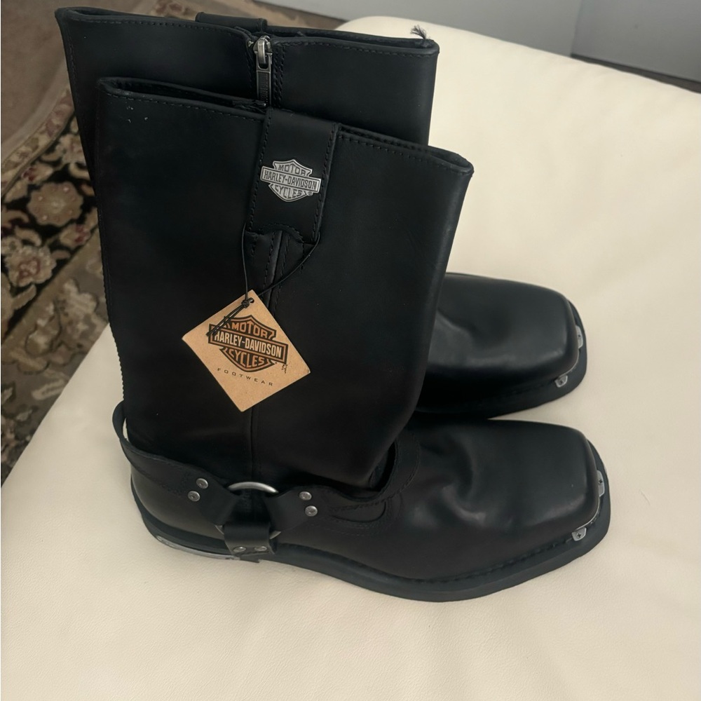Harley-Davidson Black Leather Combat Boots